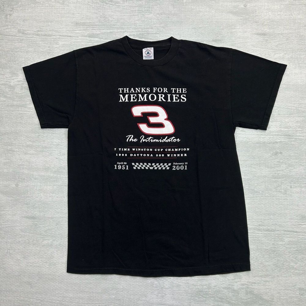 Vintage Dale Earnhardt Shirt Adult Large Black Memorial Winston Up Champion